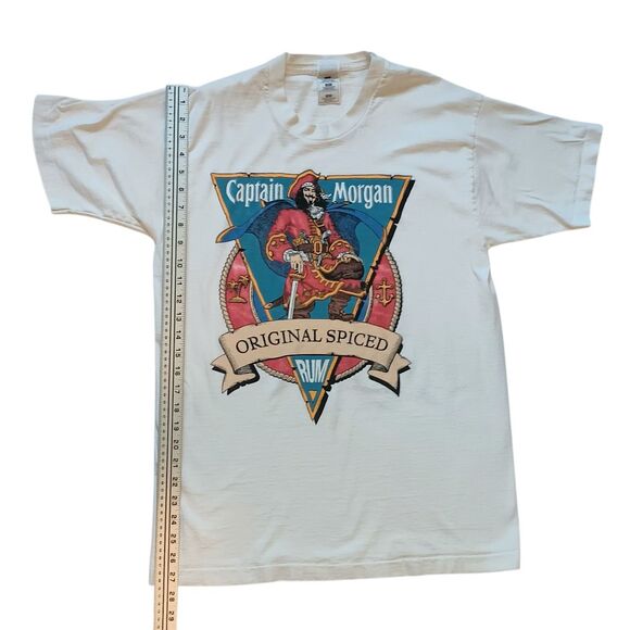 VTG Captain Morgan Original Spiced Rum T-Shirt Single Stitch Blue Red Size Large - Picture 11 of 16